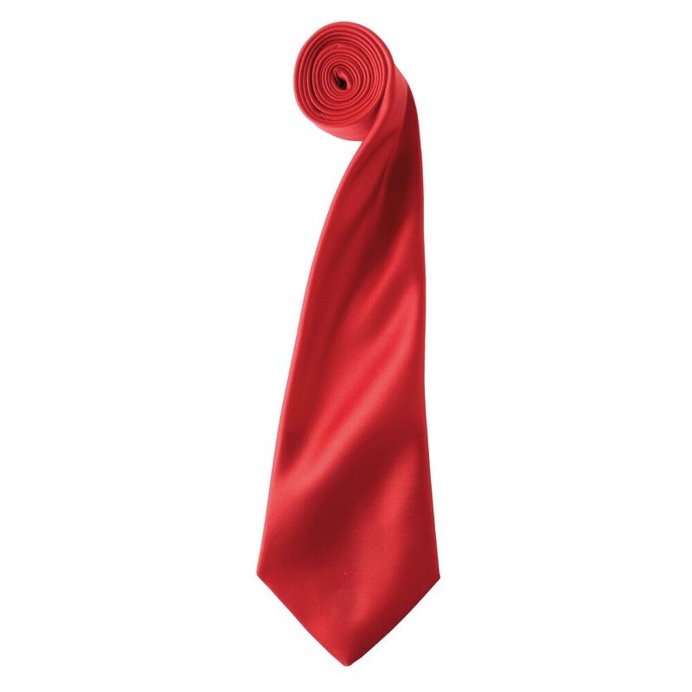 Premier Mens Plain Satin Tie (Narrow Blade) / Red